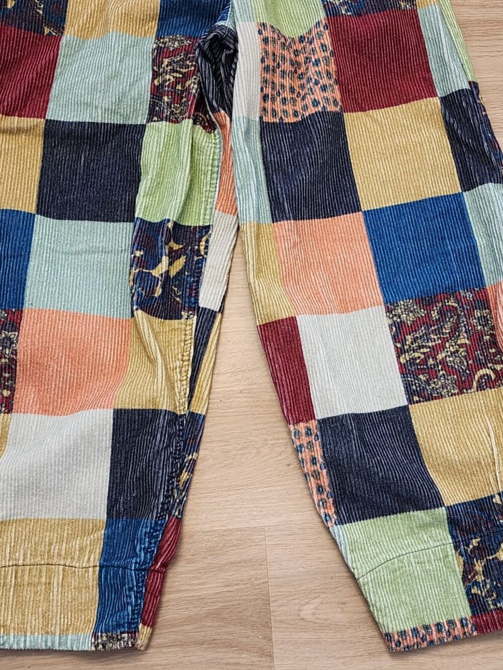 BDG Patchwork Corduroy Elastic Waist Pants Small Hippy Boho Retro Style - Picture 5 of 9